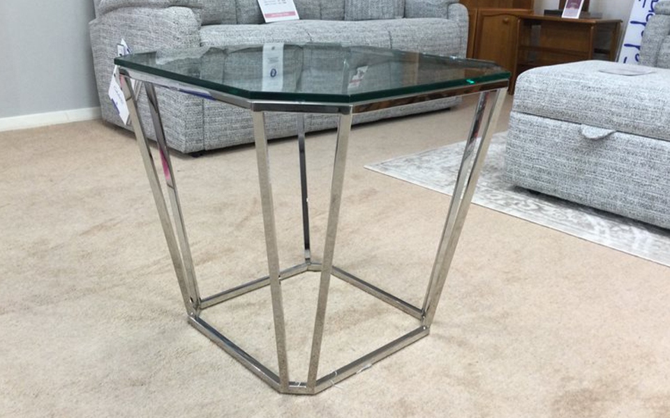 Barion Square Lamp Table
Chrome & Glass
W:60cm D:60cm H:56cm
Was £390 Now £229